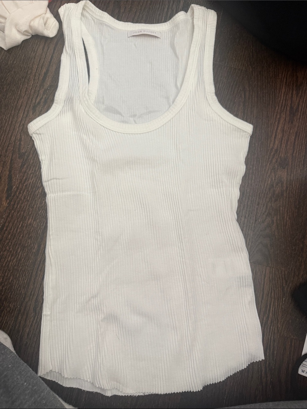 John Elliott Cream Ribbed Tank